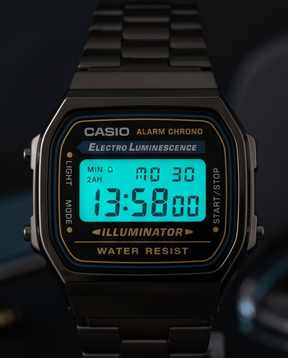 Casio A168 Black Digital Watch Classic Vintage Style | Water Resistant | 1 Year Warranty