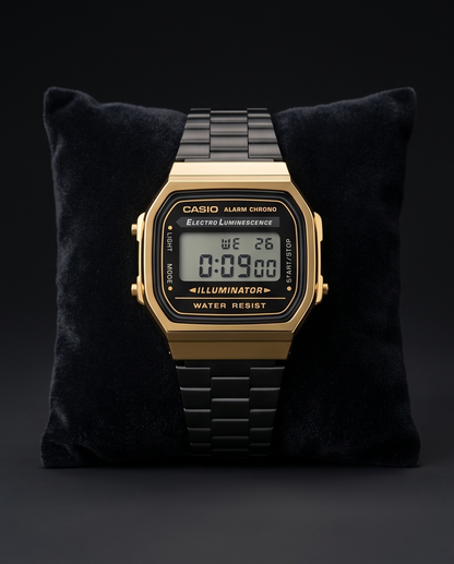 Original Casio Golden Dial Watch with Black Strap Premium Japanese Luxury Timepiece Elegant Men’s Wrist Watch