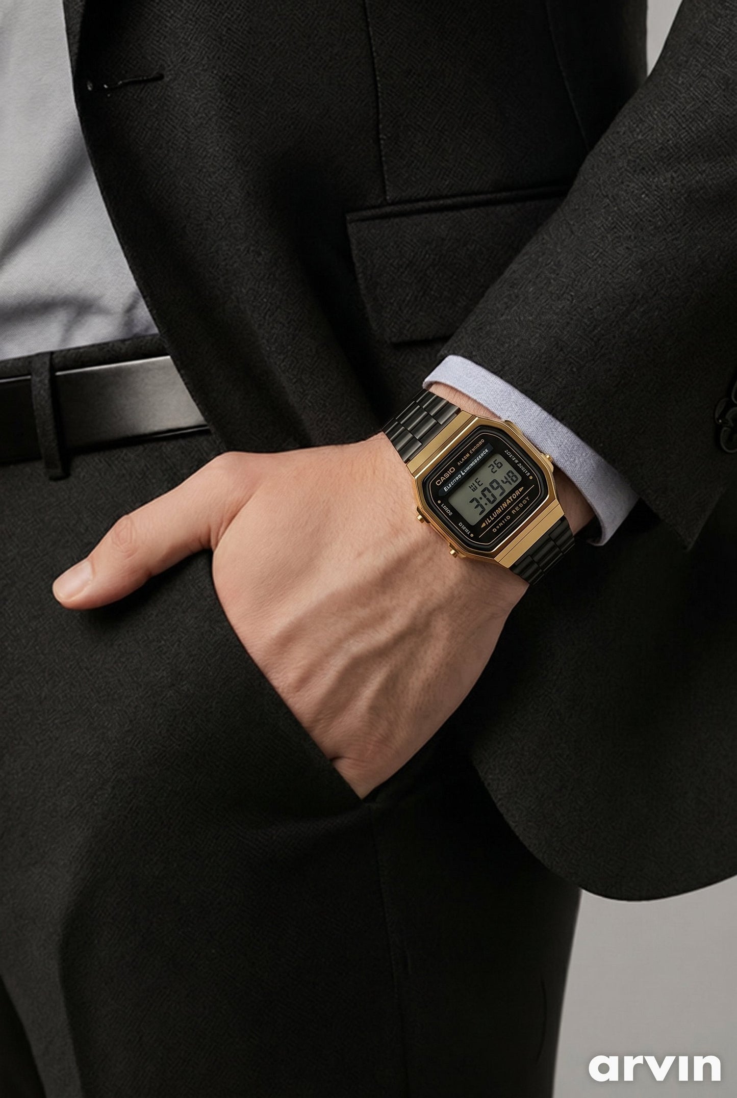 Original Casio Golden Dial Watch with Black Strap Premium Japanese Luxury Timepiece Elegant Men’s Wrist Watch