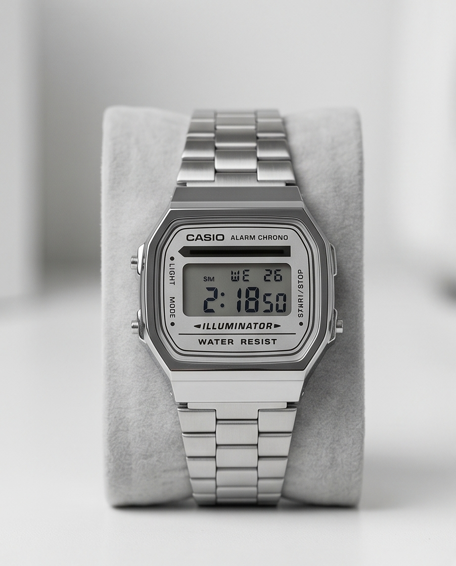 Casio Vintage Unisex Watch – Full Silver Stainless Steel | High Quality Classic Wrist Watch for Men & Women