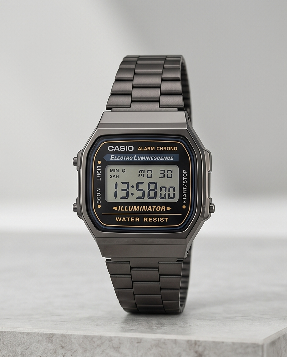 Casio A168 Black Digital Watch Classic Vintage Style | Water Resistant | 1 Year Warranty