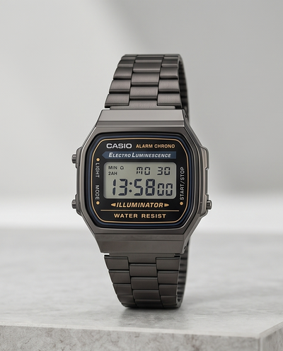 Casio A168 Black Digital Watch Classic Vintage Style Water Resistant 1 Year Warranty