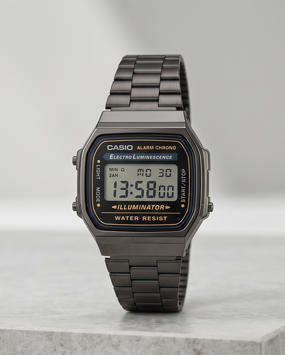 Casio A168 Black Digital Watch Classic Vintage Style | Water Resistant | 1 Year Warranty