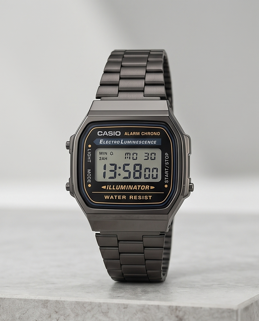 Casio A168 Black Digital Watch Classic Vintage Style Water Resistant 1 Year Warranty